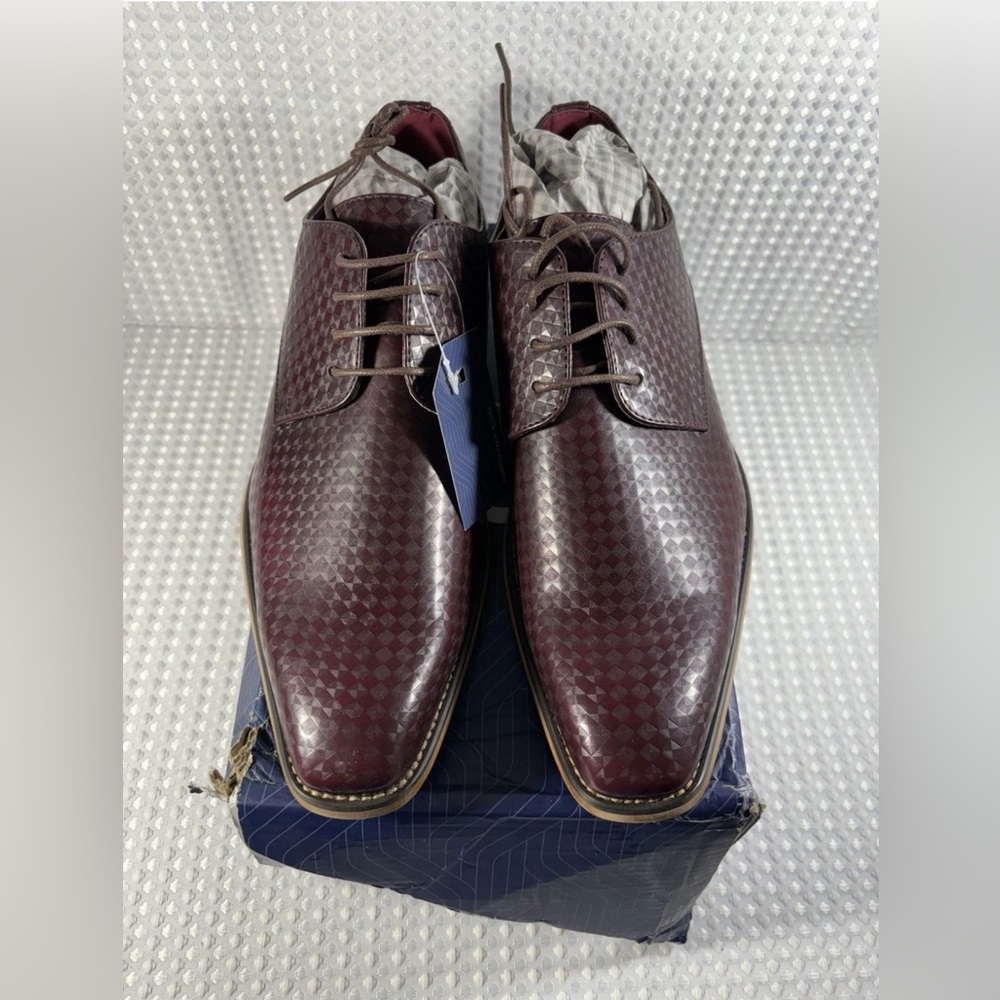 Gino Vitale Men's Diamond Cut Lace Up Dress Shoes Size 11 Wine Color G6859-125A